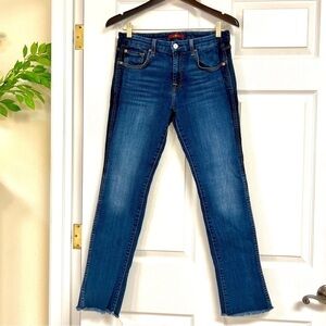 7 for all Mankind Jeans Womens 27 dark Wash Blue Denim raw hem mid rise